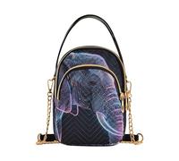 Nexawaveo Petit sac à main à bandoulière pour femme - Sac à bandoulière matelassé - Sac à main pour téléphone portable - Sac à chaîne, Portrait d'éléphant néon