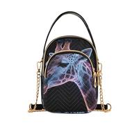 Nexawaveo Petit sac à main à bandoulière pour femme - Sac à bandoulière matelassé - Sac à main pour téléphone portable - Sac à chaîne, Portrait de girafe style néon