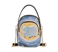 Nexawaveo Petit sac à main à bandoulière pour femme - Sac à bandoulière matelassé - Sac à main pour téléphone portable - Sac à chaîne, Cosmic Cow Space