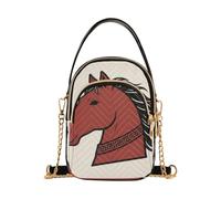 Nexawaveo Petit sac à main matelassé pour femme, Cheval grec rouge