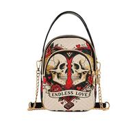 Nexawaveo Petits sacs à bandoulière colorés pour femmes, sacs à main matelassés, sac à main, sac à bandoulière, sac à main pour téléphone, portefeuille, chaîne, Skull Lovers Rose Endless Love