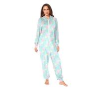 Nexawaveo Pyjama grenouillère en polaire ultra douce pour adultes - Motif renard répété - Confortable à capuche - Combinaison intégrale avec poche, Branches de fleurs pastel bleu clair, Small