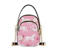 Nexawaveo Sac à bandoulière matelassé à motif - Petit sac à main pour femme - Sac à main pour téléphone avec chaîne, Cheval et calèche