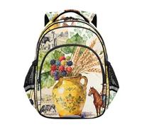 Nexawaveo Sac à dos coloré pour enfants d'âge préscolaire pour garçons et filles de 3 à 8 ans, Vintage Farm Floral Jaune, Small, Sacs à dos de voyage