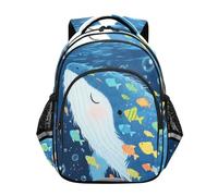 Nexawaveo Sac à dos léger pour garçons et filles - Sac à dos d'école pour l'école primaire, Baleine bleu océan, M