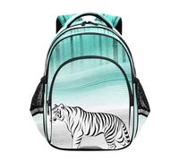 Nexawaveo Sac à dos léger pour garçons et filles - Sac à dos d'école pour l'école primaire, Line Big Cat Vert, Small, Sacs à dos de voyage