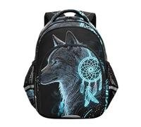 Nexawaveo Sac à dos léger pour garçons et filles - Sac à dos d'école pour l'école primaire, Neon Boho Wolf Portrait, Medium, Sacs à dos de voyage