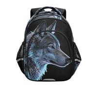 Nexawaveo Sac à dos léger pour garçons et filles - Sac à dos d'école pour l'école primaire, Neon Wolf Noir, Medium, Sacs à dos de voyage