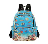 Nexawaveo Sac à dos matelassé pour femme Sac à dos de cabine pour ordinateur portable 14 pouces Sac à dos léger Sac à dos de travail Sac à dos Space and Marine, Vies marines sous-marines, Medium