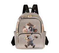 Nexawaveo Sac à dos matelassé pour femme, sac à dos de cabine pour ordinateur portable 14", sac à dos léger, sac à dos de travail, sac à dos simple de football, noir, Motif vache 3D Gris, Small, Sacs