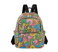 Nexawaveo Sac à dos matelassé pour femme - Sac à dos de cabine pour ordinateur portable de 14" - Sac à dos léger pour le travail - Chat avec flamme violette et dorée, Dragons colorés, Small, Sacs à