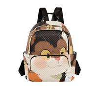 Nexawaveo Sac à dos matelassé pour femme, sac à dos pour ordinateur portable 14 pouces, Dessin animé Chat Blanc, Medium, Sacs à dos