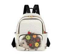 Nexawaveo Sac à dos matelassé pour femme, sac à dos pour ordinateur portable de 14 pouces recouvert de fruits, Hérisson blanc, Medium, Sacs à dos