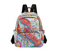 Nexawaveo Sac à dos matelassé pour femme - Sac à main pour ordinateur portable de 14" - Léger - Couleur léopard vif, Art vibrant du homard, Small, Sacs à dos