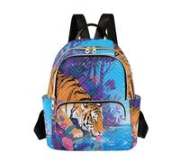 Nexawaveo Sac à dos matelassé pour femme - Sac à main pour ordinateur portable de 14" - Léger - Minimaliste - Marguerite - Menthe, Jungle vibrante des grands félins, Medium