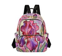 Nexawaveo Sac à dos matelassé pour femme - Sac à main pour ordinateur portable de 14" - Léger - Pour le travail et les guitares - Motif étoiles - Bleu marine, Mosaïque Rouge Violet Floral, S
