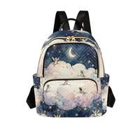 Nexawaveo Sac à dos matelassé pour femme - Sac à main pour ordinateur portable de 14" - Sac à dos léger - Sac à dos de travail - Chat endormi - Bleu, Dreamy Fairy Blue, Small