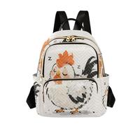 Nexawaveo Sac à dos matelassé pour femme - Sac à main pour ordinateur portable de 14" - Sac à dos léger - Sac à dos de travail mignon chat nuage bleu, Poulet mignon blanc, S