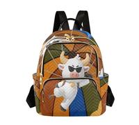 Nexawaveo Sac à dos matelassé pour femme - Sac à main pour ordinateur portable de 14" - Sac de travail léger - Baleine et terre - Bleu, Parachute vache 3D, Medium, Sacs à dos