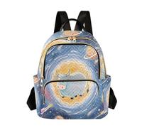 Nexawaveo Sac à dos matelassé pour femme vintage Big Cat Sac à dos pour ordinateur portable 14", Cosmic Cow Space, Medium, Sacs à dos