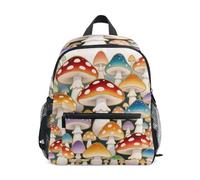 Nexawaveo Sac à dos pour enfants d'âge préscolaire avec étiquette de nom pour garçons et filles, Champignon fantaisiste doré, M