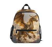 Nexawaveo Sac à dos pour enfants d'âge préscolaire avec étiquette de nom pour garçons et filles, Dragon épique Or-1, Small, Sacs à dos de jour