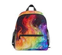 Nexawaveo Sac à dos pour enfants d'âge préscolaire avec étiquette de nom pour garçons et filles, Flammes arc-en-ciel, Small, Sacs à dos de jour