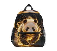 Nexawaveo Sac à dos pour enfants d'âge préscolaire, Panda couleur or | Petit sac à dos de jardin d'enfants avec étiquette de nom pour garçons et filles, petit sac à dos pour l'école, les voyages