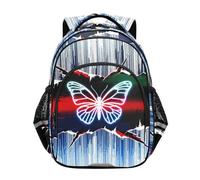 Nexawaveo Sac à dos pour enfants d'âge préscolaire pour garçons et filles de 3 à 8 ans, Papillon néon Art Rouge, Medium, Sacs à dos de voyage