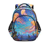 Nexawaveo Sac à dos pour enfants d'âge préscolaire pour garçons et filles de 3 à 8 ans, Peinture méduse dans un ciel nocturne coloré, Medium, Sacs à dos de voyage