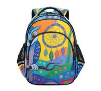 Nexawaveo Sac à dos pour enfants pour garçons et filles - Joli portrait aquarelle - Sac à dos d'école léger pour l'école maternelle, Chouette style folk bleu, Small, Sacs à dos de voyage