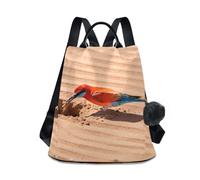 Nexawaveo Sac à dos pour femme, sac à dos antivol avec poche à fermeture éclair, sac à dos de voyage, Photo vibrante d'oiseau du désert