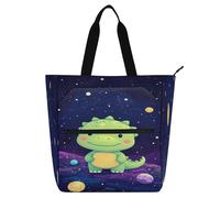 Nexawaveo Sac de piano imperméable pour cours de dessin animé licornes beignets sac fourre-tout avec poches zippées pour partitions et livres, Adorable dinosaure vert dans le ciel, Taille unique