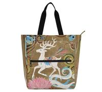 Nexawaveo Sac de piano imperméable pour cours de musique avec poches zippées pour partitions et livres, Nuages floraux de cerf oriental, Taille unique