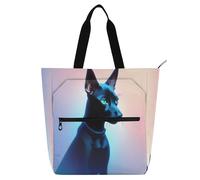 Nexawaveo Sac de piano imperméable pour cours de musique coloré avec poches zippées pour partitions et livres, Chien noir dégradé pastel, Taille unique