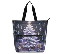 Nexawaveo Sac de piano imperméable pour leçons 3D Arbre de Noël Sac fourre-tout avec poches zippées pour partitions et livres