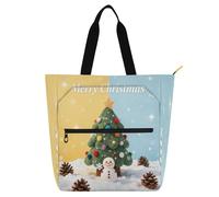 Nexawaveo Sac de piano imperméable pour leçons 3D Arbre de Noël Sac fourre-tout avec poches zippées pour partitions et livres