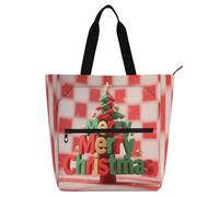 Nexawaveo Sac de piano imperméable pour leçons 3D lettres de Noël rouge blanc sac fourre-tout avec poches zippées pour partitions de musique et livres