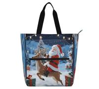 Nexawaveo Sac de piano imperméable pour leçons 3D Père Noël bleu avec poches zippées pour partitions et livres