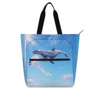 Nexawaveo Sac de piano imperméable pour leçons baleine et méduse en bleu ciel avec poches zippées pour partitions et livres