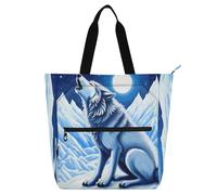 Nexawaveo Sac de piano imperméable pour leçons, croquis, éléphant bleu avec poches zippées pour partitions et livres, Sketchy Wolf hurlant à la lune Bleu, Taille unique