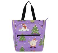 Nexawaveo Sac de piano imperméable pour leçons de dessin animé de Noël violet avec poches zippées pour partitions et livres