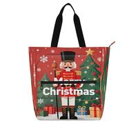 Nexawaveo Sac de piano imperméable pour leçons de Noël avec poches zippées pour partitions et livres, Arbre de Noël et casse-noisette mignon, Taille unique