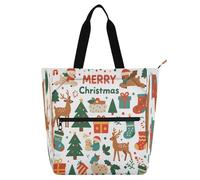 Nexawaveo Sac de piano imperméable pour leçons - Design plat - Sac fourre-tout de Noël blanc avec poches zippées pour partitions et livres