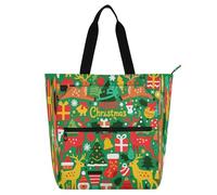 Nexawaveo Sac de piano imperméable pour leçons - Design plat - Sac fourre-tout de Noël vert avec poches zippées pour partitions et livres