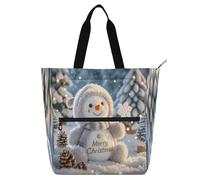 Nexawaveo Sac de piano imperméable pour leçons mignon Père Noël vert avec poches zippées pour partitions et livres, Bonhomme de neige mignon blanc, Taille unique