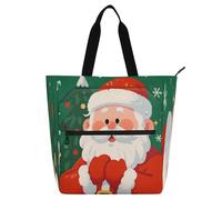 Nexawaveo Sac de piano imperméable pour leçons mignon Père Noël vert avec poches zippées pour partitions et livres, Père Noël mignon vert, Taille unique