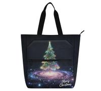 Nexawaveo Sac de piano imperméable pour leçons mignon Père Noël vert avec poches zippées pour partitions et livres, Arbre de Noël rêveur, Taille unique