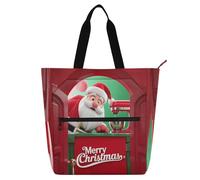 Nexawaveo Sac de piano imperméable pour leçons mignon Père Noël vert avec poches zippées pour partitions et livres, Fantastique Père Noël rouge, Taille unique