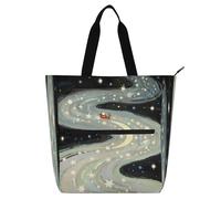 Nexawaveo Sac de piano imperméable pour leçons mignon Père Noël vert avec poches zippées pour partitions et livres, Fantasy Santa Space Blue, Taille unique